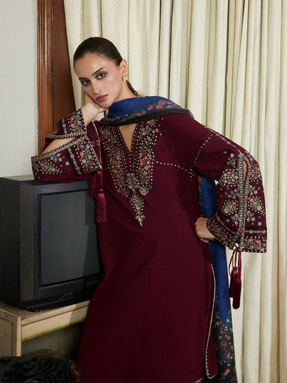 Jugnu by Hussain Rehar Karandi AW 25 - Edit III Embroidered Unstitched 3-Piece Suit-Rami