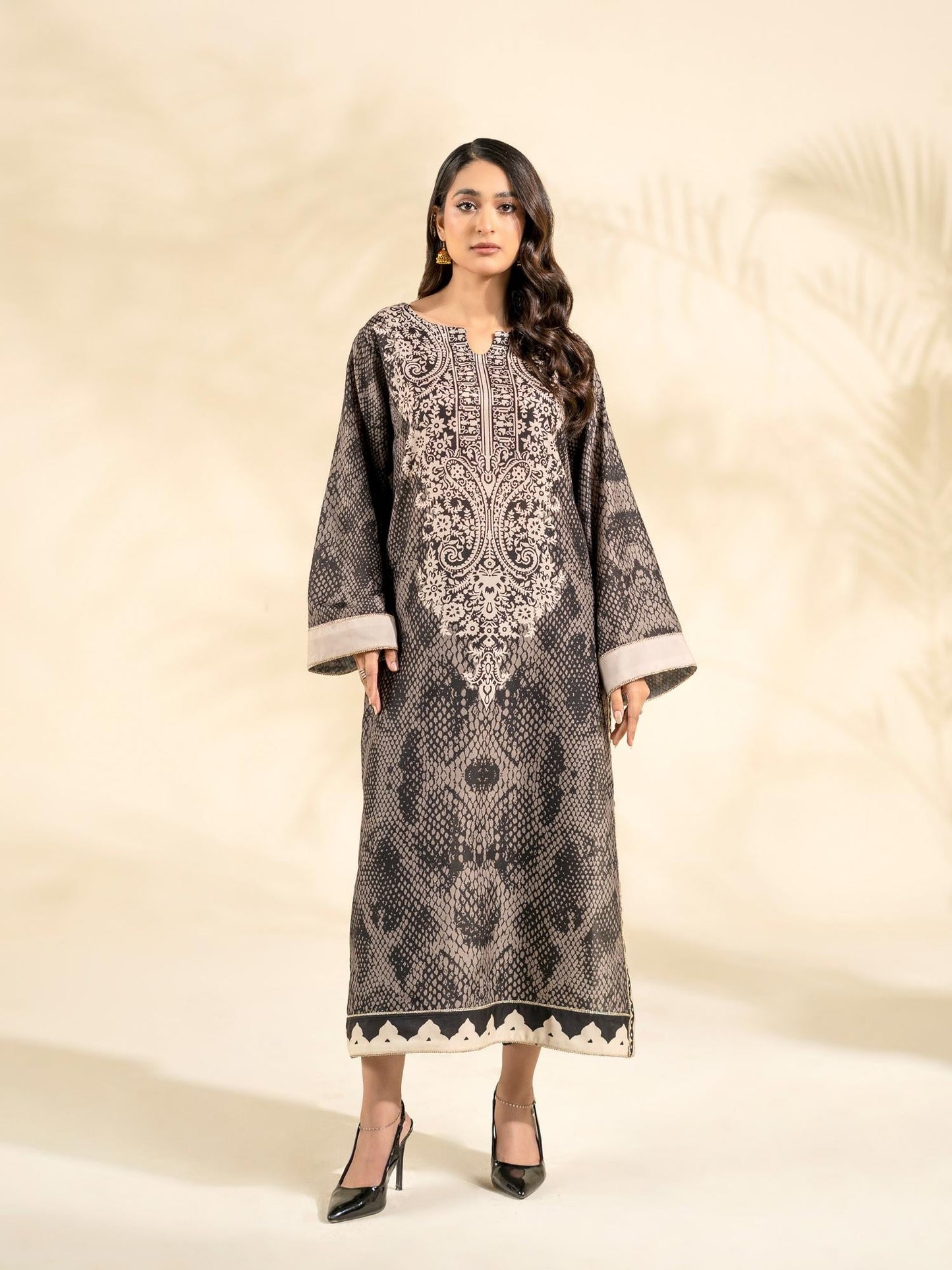 Black Rabazka Blended Lawn Printed Stitched Shirt-WRTW-PLW-S26-1PC-06