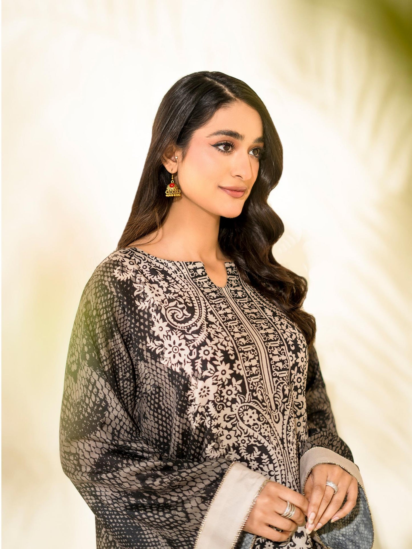 Black Rabazka Blended Lawn Printed Stitched Shirt-WRTW-PLW-S26-1PC-06
