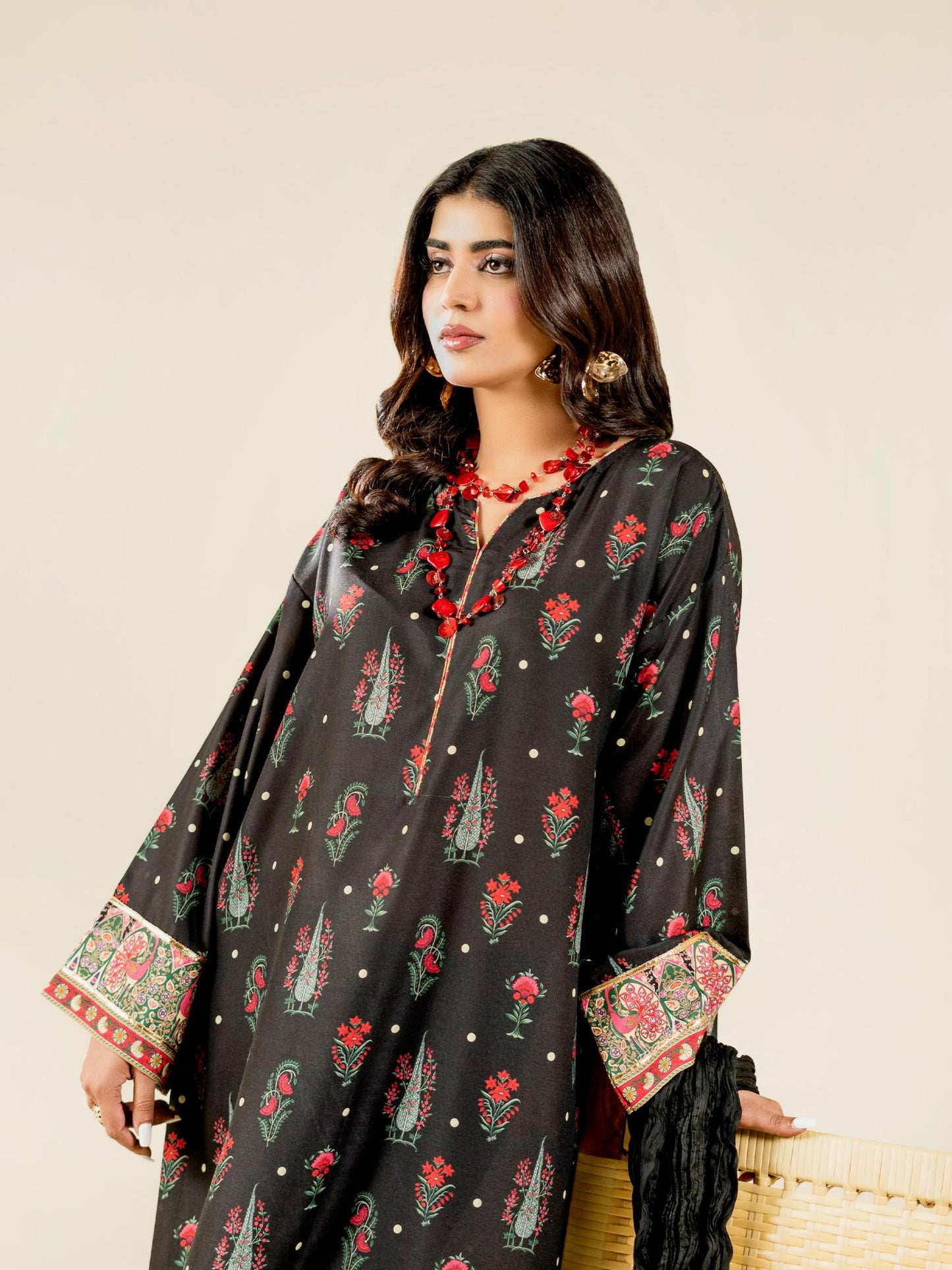 Black Rabazka Blended Lawn Printed Stitched Shirt-WRTW-PLW-S26-1PC-11