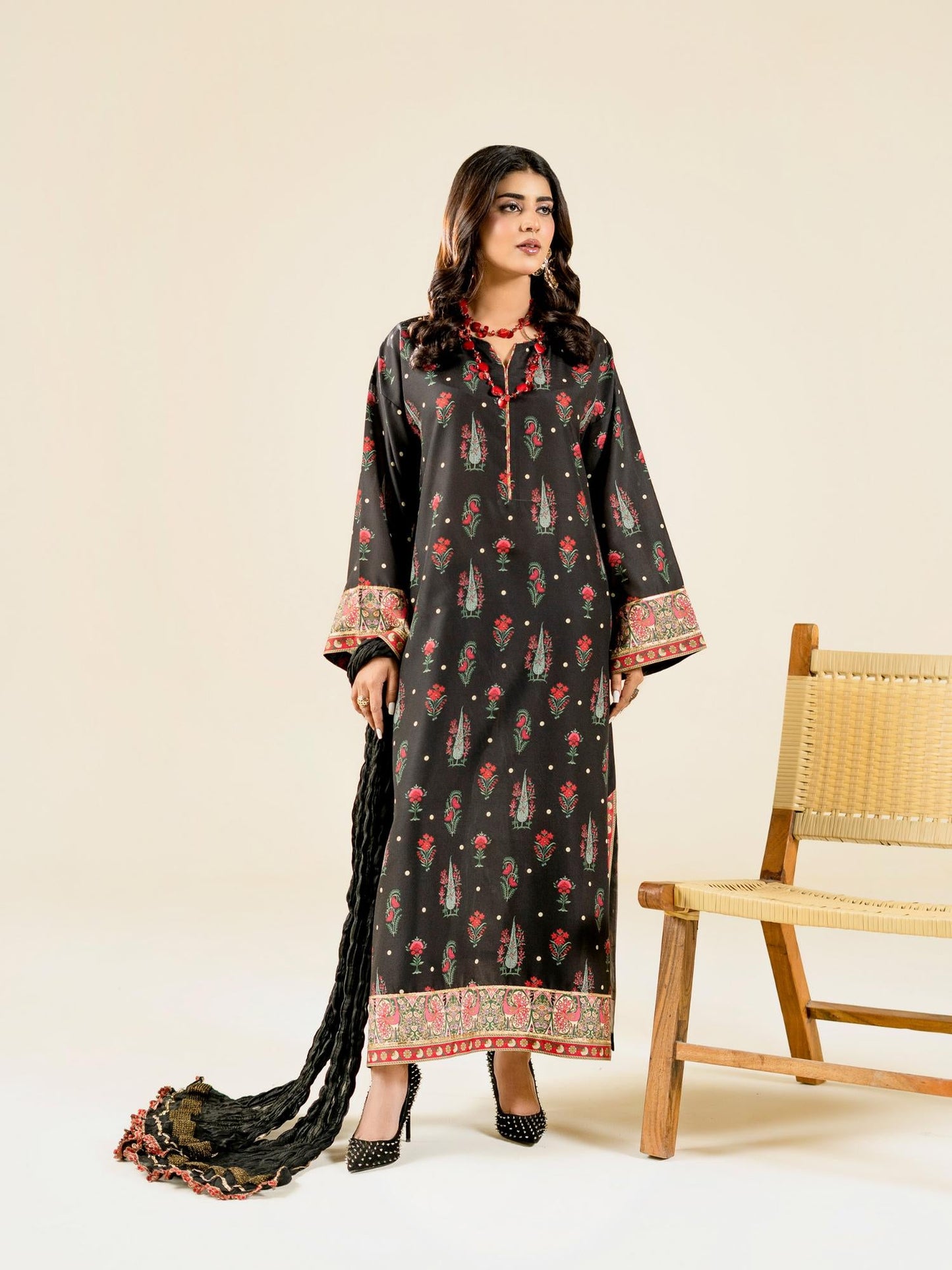 Black Rabazka Blended Lawn Printed Stitched Shirt-WRTW-PLW-S26-1PC-11