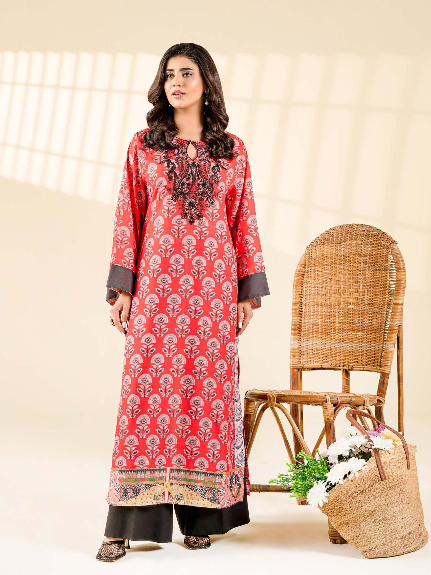 Orange-Rabazka Blended Lawn Embroidered Stitched Shirt-WRTW-PLCK-1PC-S26-07
