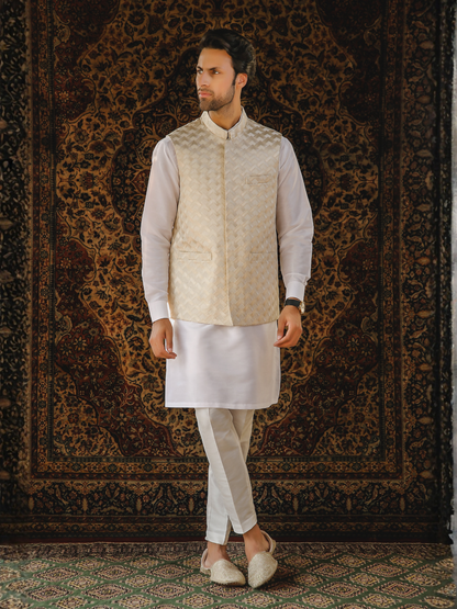 Gem Garments The Sartorial Edit Raw Silk Embroidered Waistcoat-Jahan