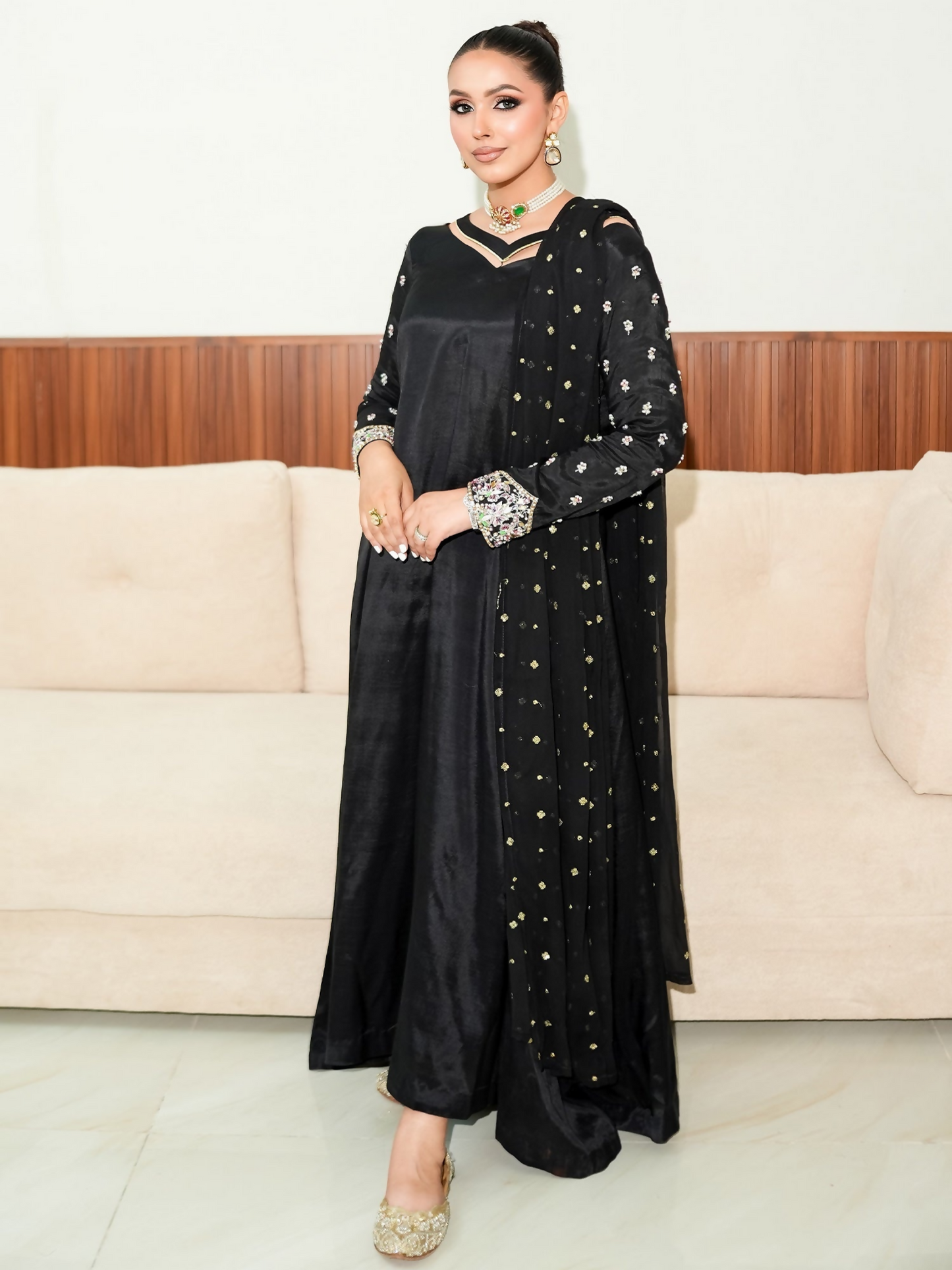 Allure By IH Fashion Calling Raw Silk Embellished Stitched 3-Piece Suit-Maanvi