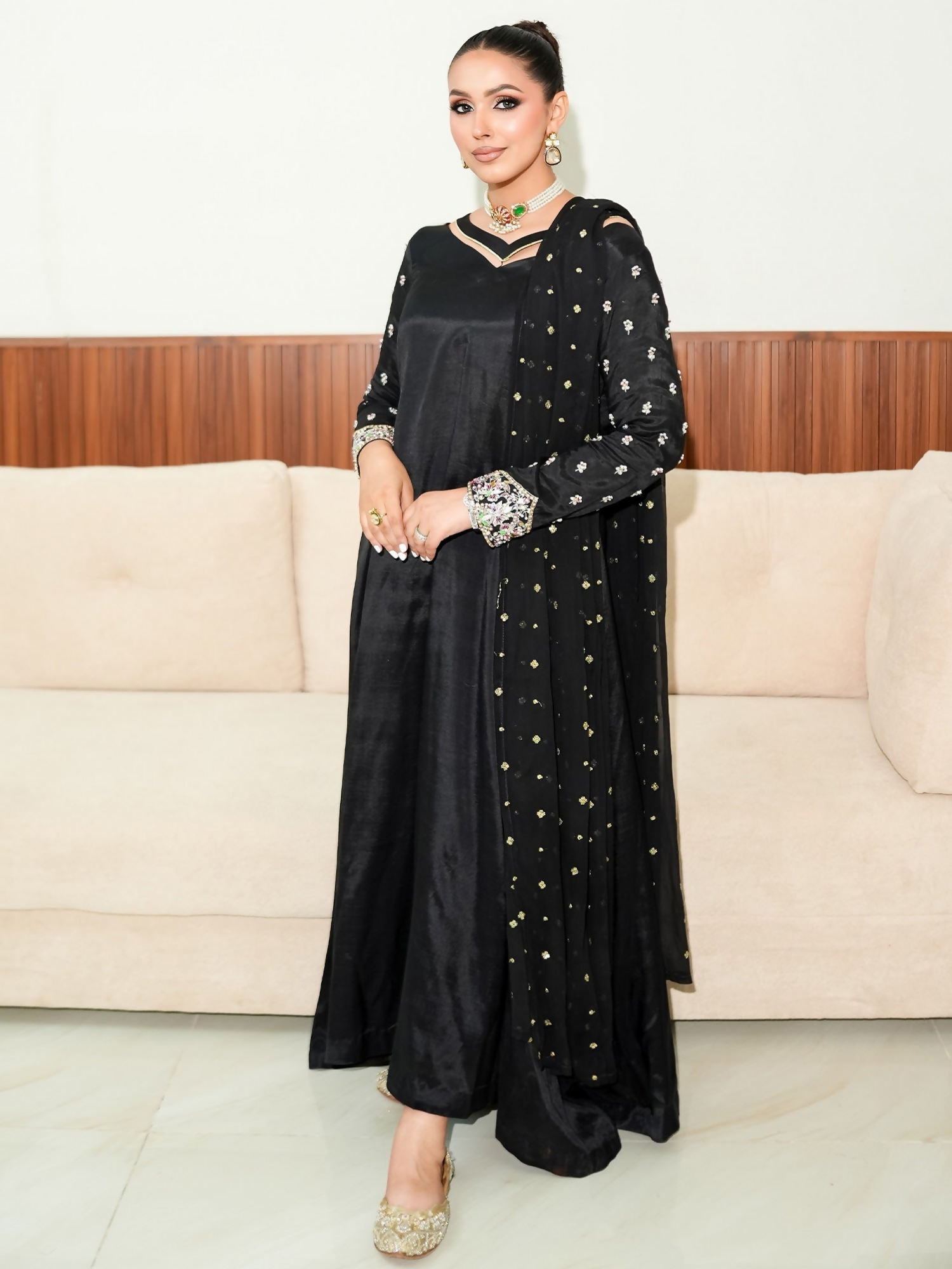 Allure By IH Fashion Calling Raw Silk Embellished Stitched 3-Piece Suit-Maanvi