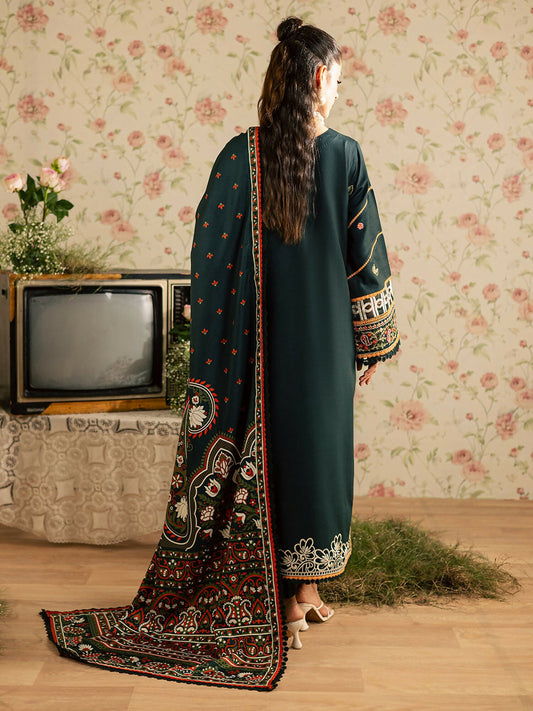 Mahnur Kaia Slub Linen Embroidered Stitched 3-Piece Suit-K- 08