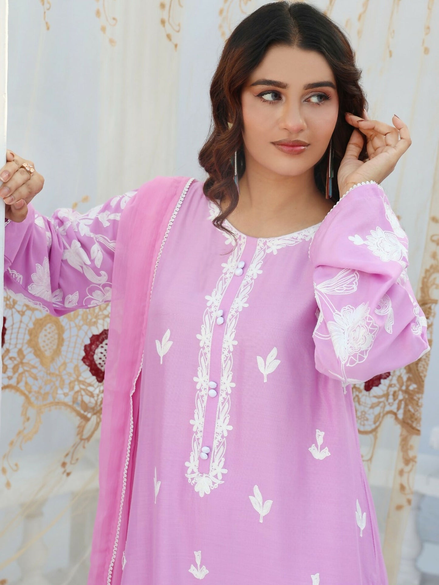 RB Pret & Couture Linen Embroidered Stitched 3-Piece Suit-03