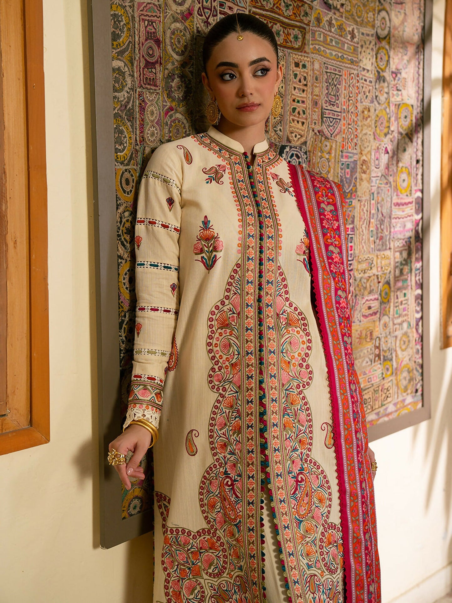 Binilyas Gulrukh Khaddar Embroidered Unstitched 3-Piece Suit-61-A