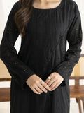 Panache Apparel Monochrome Tales Cotton Lawn Embroidered Stitched Suit-Classic Noir