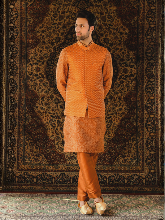Gem Garments The Sartorial Edit Raw Silk Embroidered Waistcoat-Shapur