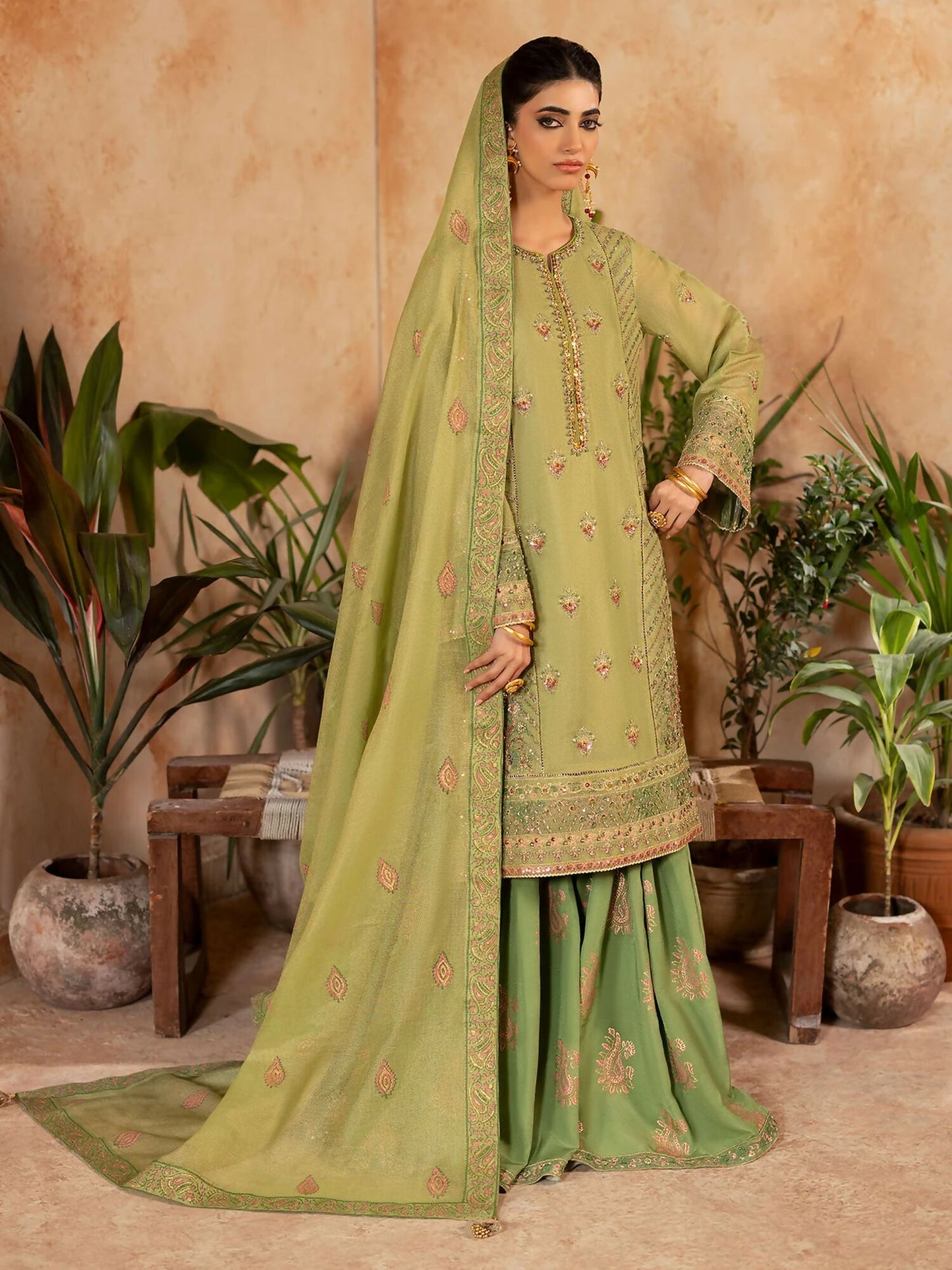 Shurooq Kanpur 1912 Net Embellished Gharara-Moti Mahal