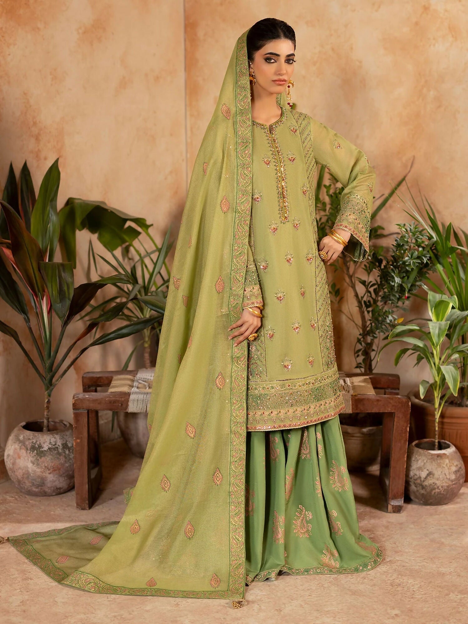 Shurooq Kanpur 1912 Net Embellished Gharara-Moti Mahal