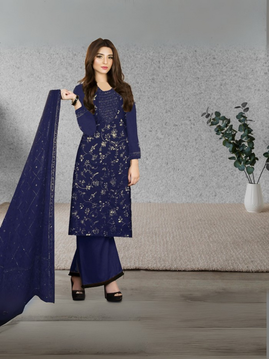 Funky's Embroidered Unstitched 3-Piece Suit-15001