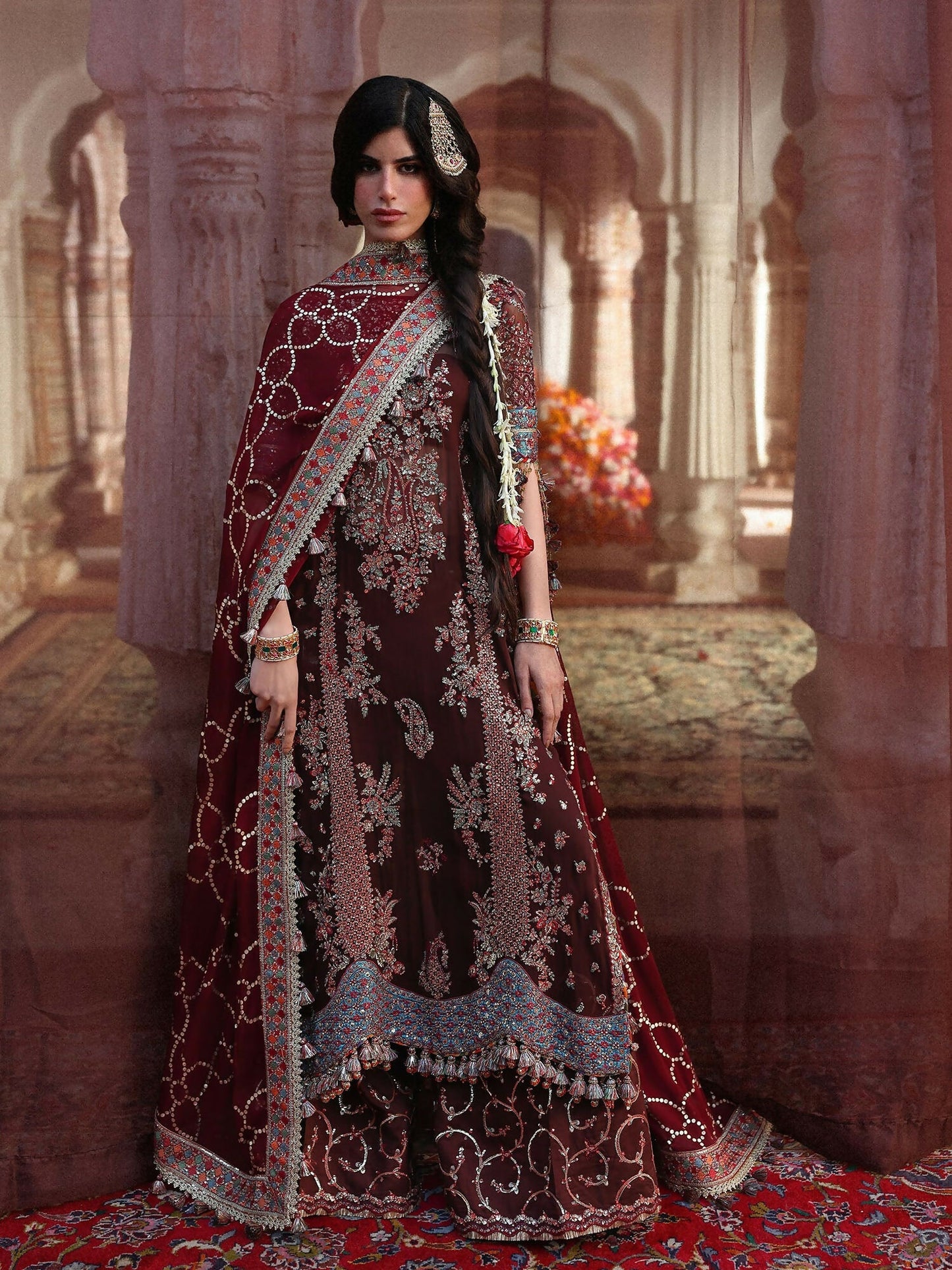 Hussain Rehar Festive Unstitched'26 Chiffon Embroidered 3-Piece Suit-Apsara
