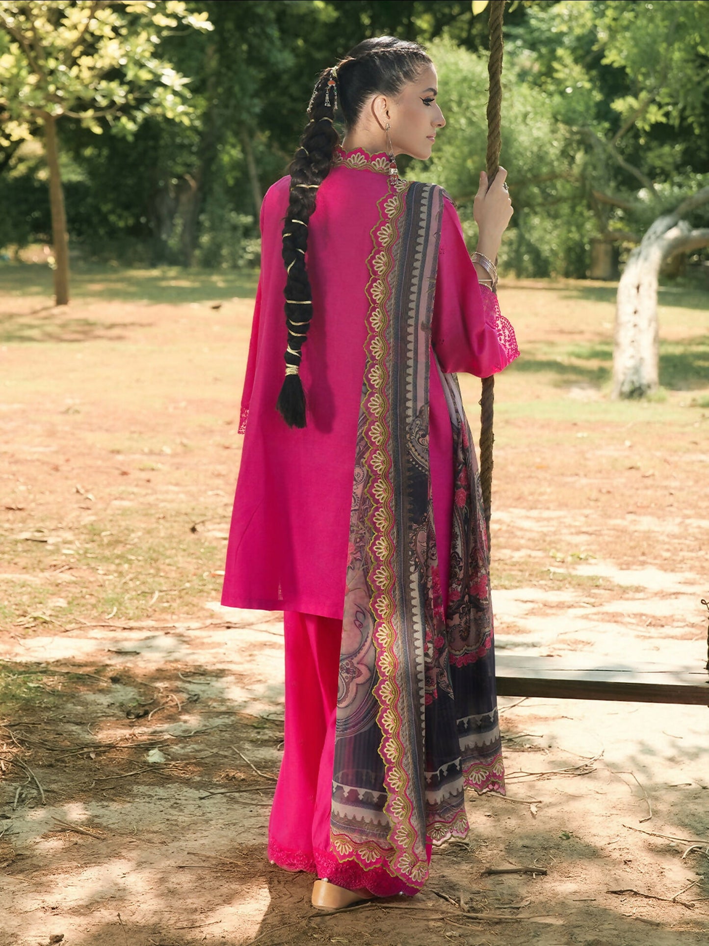 Hemstitch Lawn Embroidered Stitched 3-Piece Suit-Blush Petal
