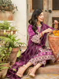 Panache Apparel Chambray Katan Embroidered Stitched Suit-Sangria