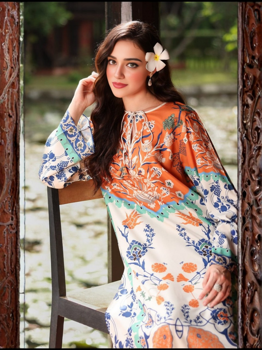 Tehzeeb Libas Silky Lawn Embroidered Stitched 2-Piece Suit-DESIRE DIGITAL