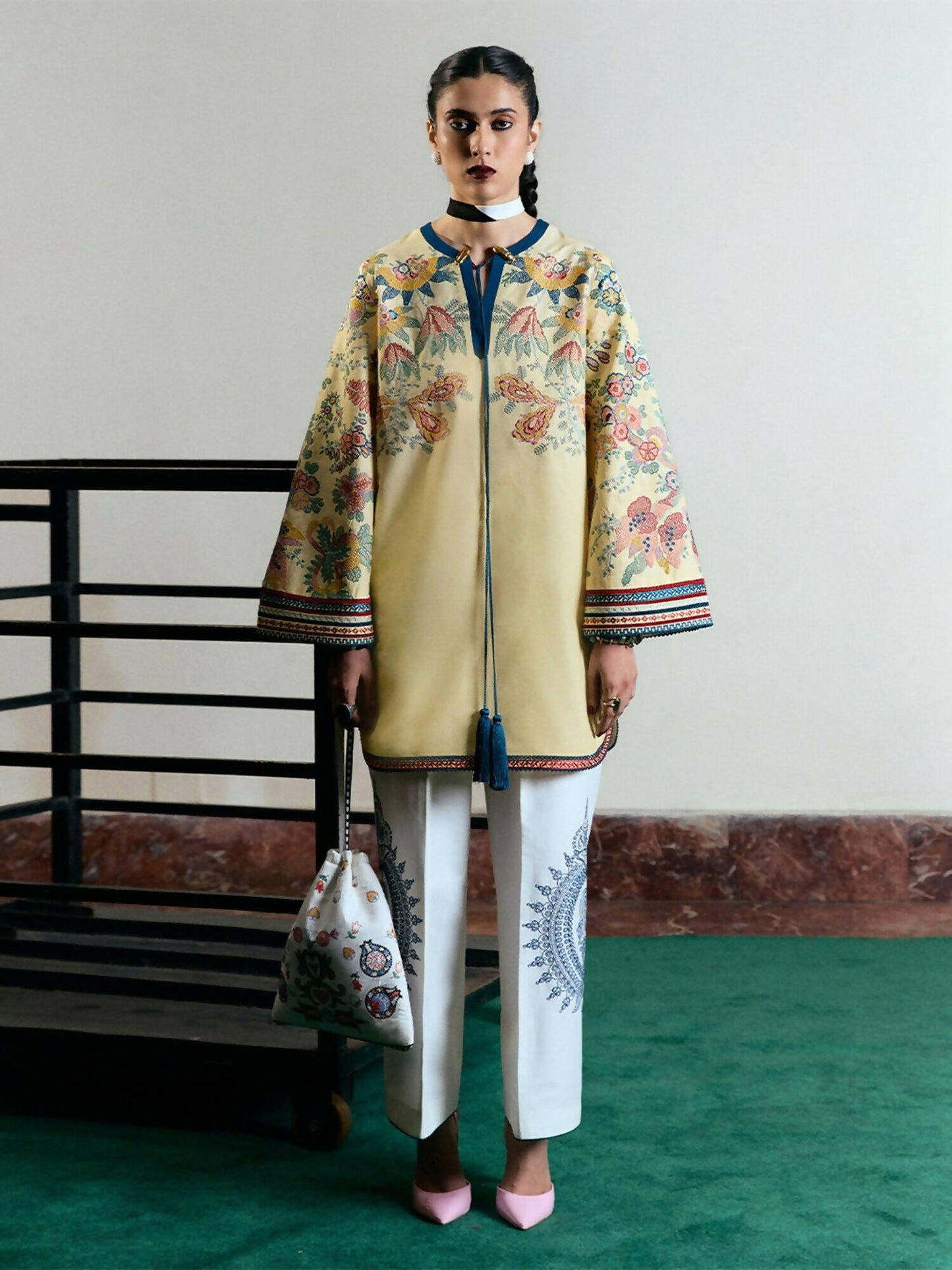 Jugnu by Hussain Rehar Summer Pret'25 Edit III Cotton Embroidered 3-Piece Suit-Yavani