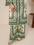 Stylish Collection Velvet Vogue Printed Co-Ord Set-Green Mint