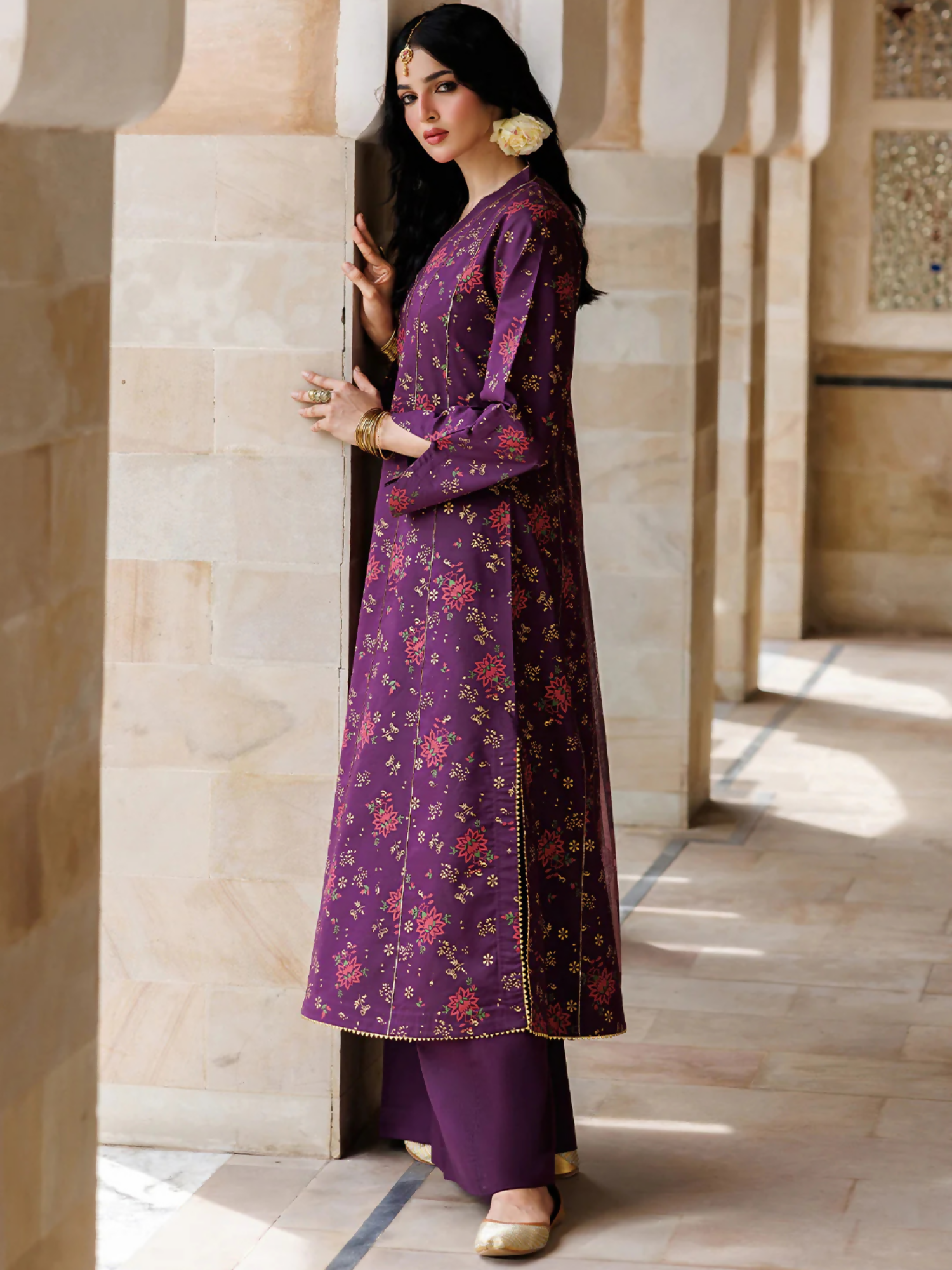 Purple Panache Apparel Noor Mahal Cotton Printed Stitched Suit-Liyana