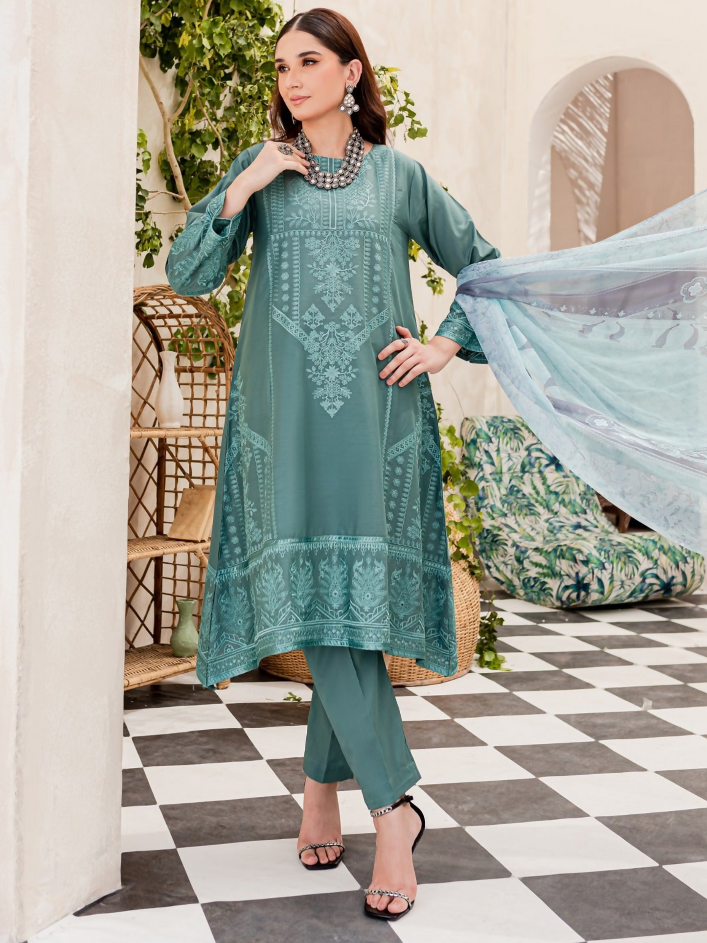Panache Apparel Lawn Embroidered Stitched 2-Piece Suit-Zest