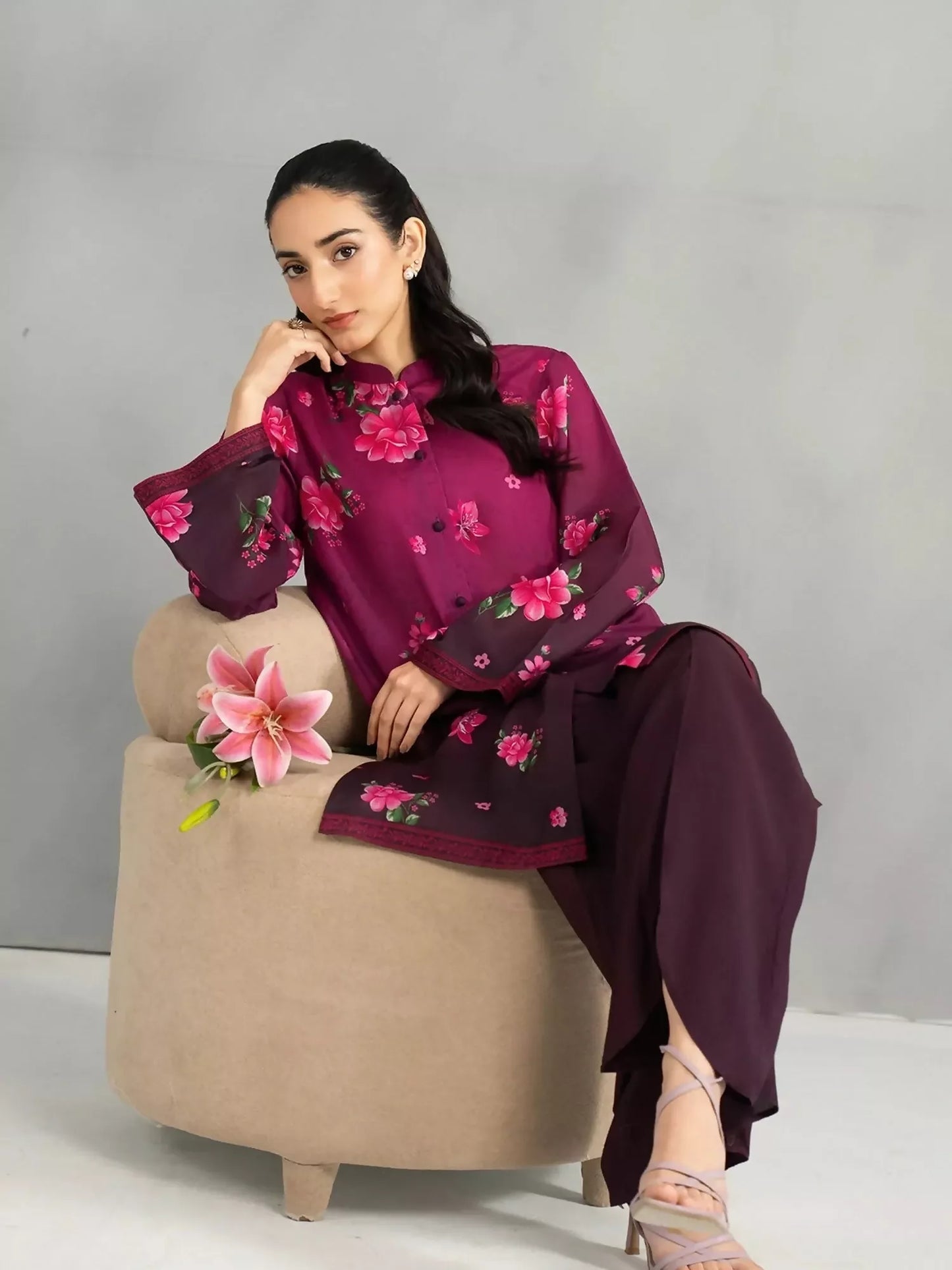 Panache Apparel Dear Summer Silk Lawn Printed Co-Ord Set-Floral Muse