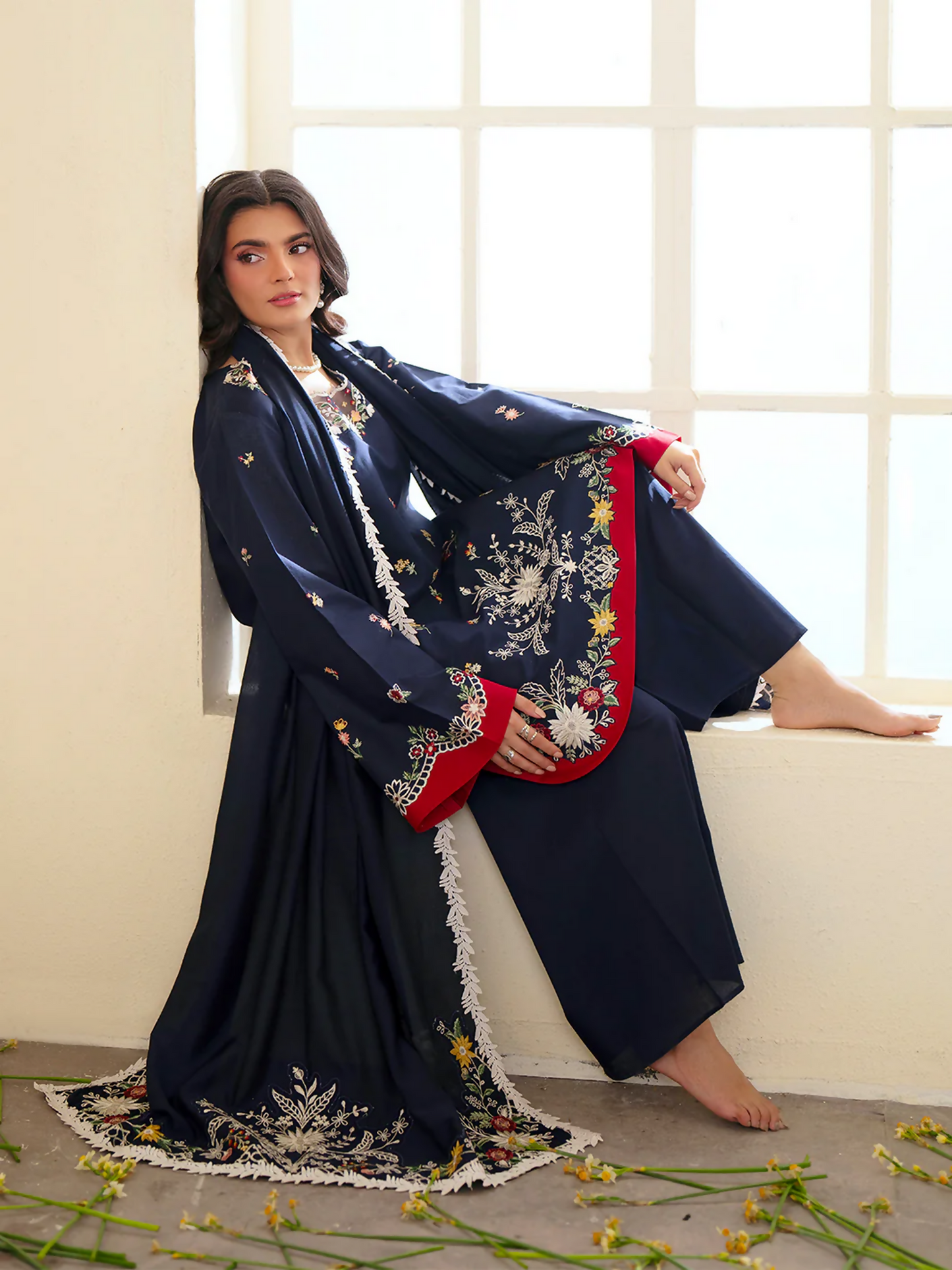 Mahnur Ember Lawn Embroidered Stitched 3-Piece Suit-EM-010