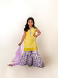 Kidoz Kloset Chikankari Embroidered Stitched 3-Piece Suit-Daisy Drizzle