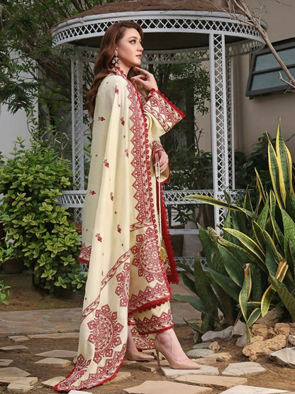 Zeephire Dhanak Embroidered Stitched 3-Piece Suit-Abira