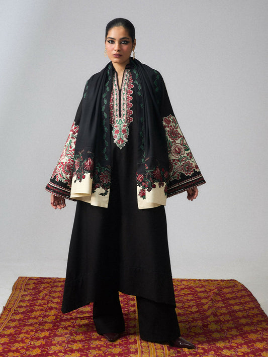 Jugnu by Hussain Rehar Khaddar Pret’26 Wool Embroidered Scarf-Nagina