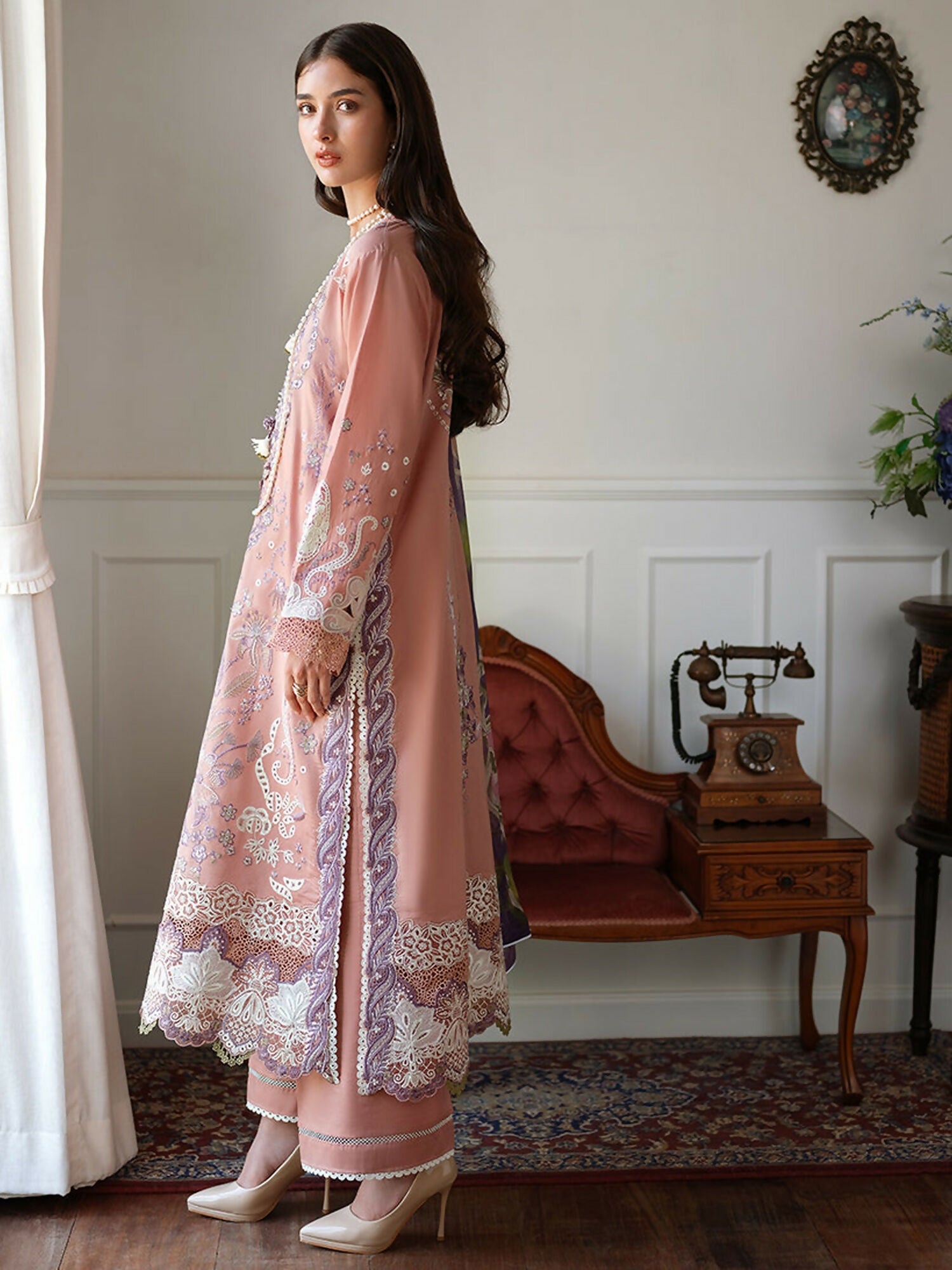 Mushq A Moi Luxury Lawn Embroidered Unstitched 3-Piece Suit-Daisy Chain