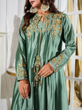 Farooq Hameed Studio Pariza Lux Festive'25 Pure Glass Silk Embroidered Stitched 3-Piece Suit-Mahrosh