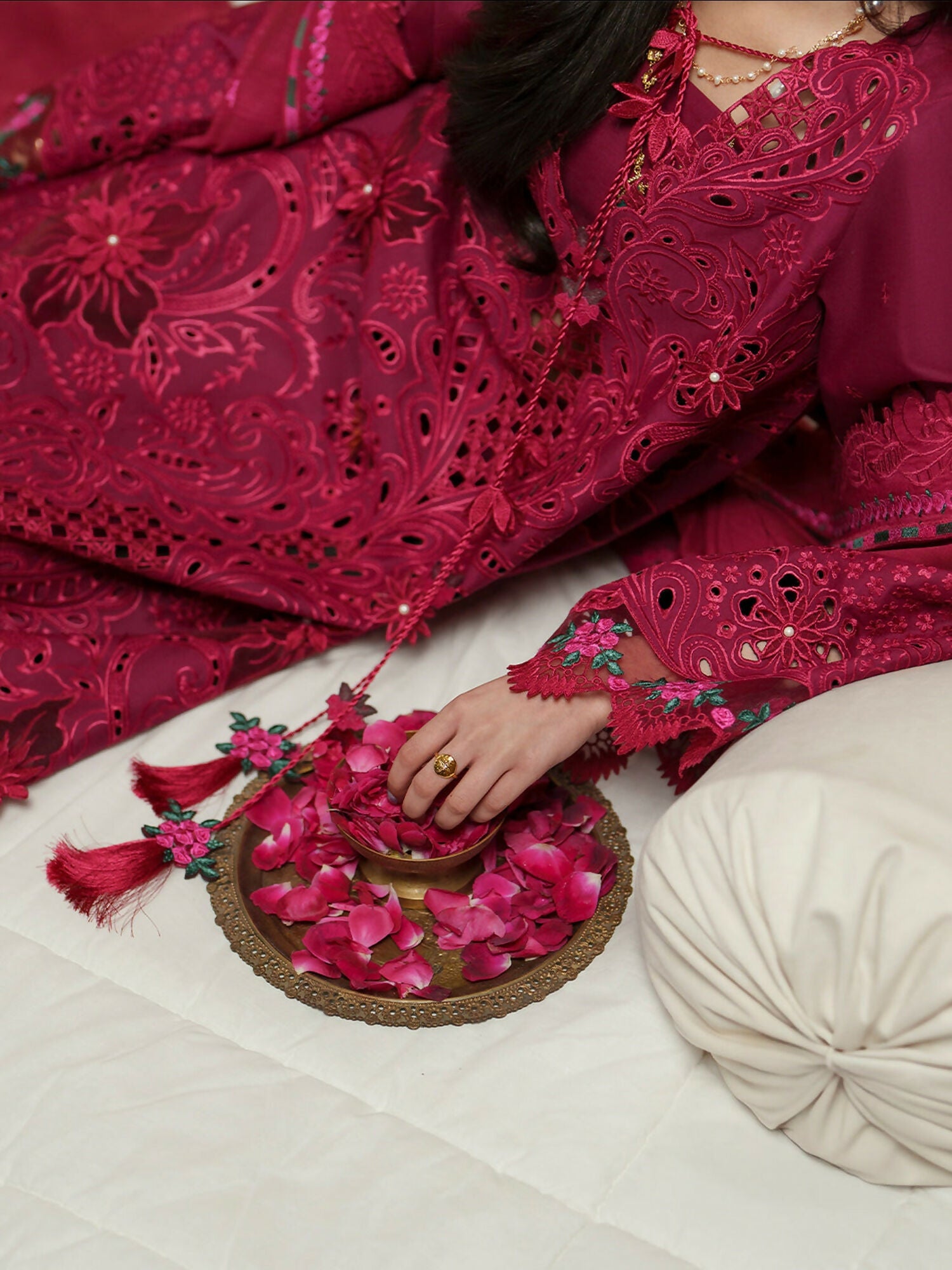 Binilyas Mashriq Luxury Lawn'26 Embroidered Unstitched 3-Piece Suit-D-113-B