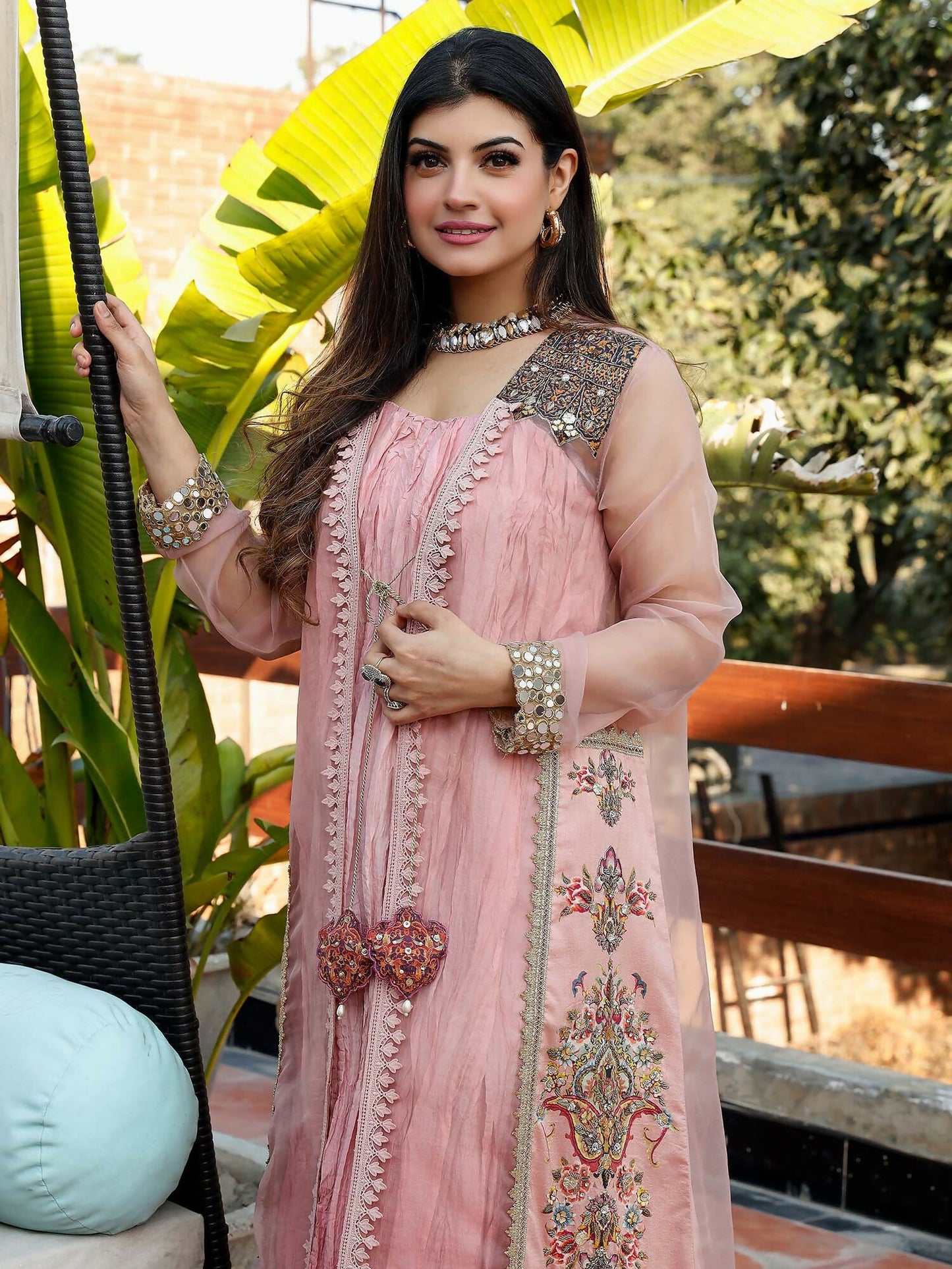 Shiza Hassan Nadia Luxury Pret Organza Embellished Jacket-Serenity Jacket