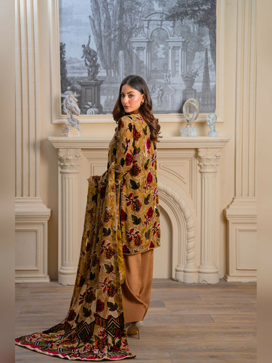 Noori Palachi Embossed Printed Unstitched 3-Piece Suit