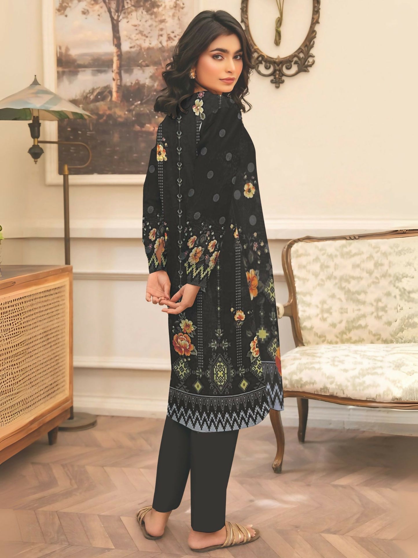 Cross Sketch Lawn Printed Unstitched 2-Piece Suit-Sabeen