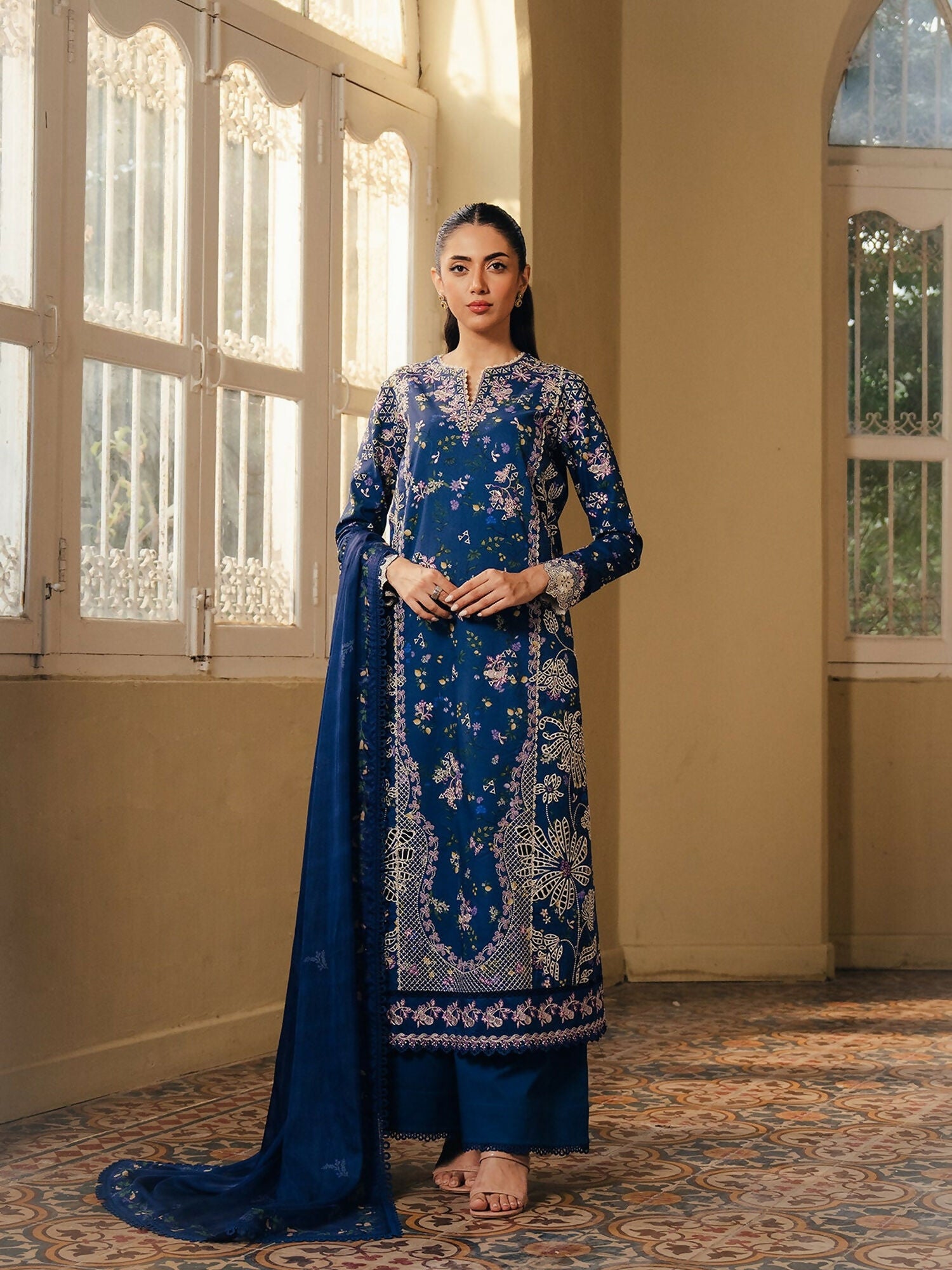 Afrozeh Day Break'26 Lawn Embroidered Unstitched 3-Piece Suit-Duskmelt