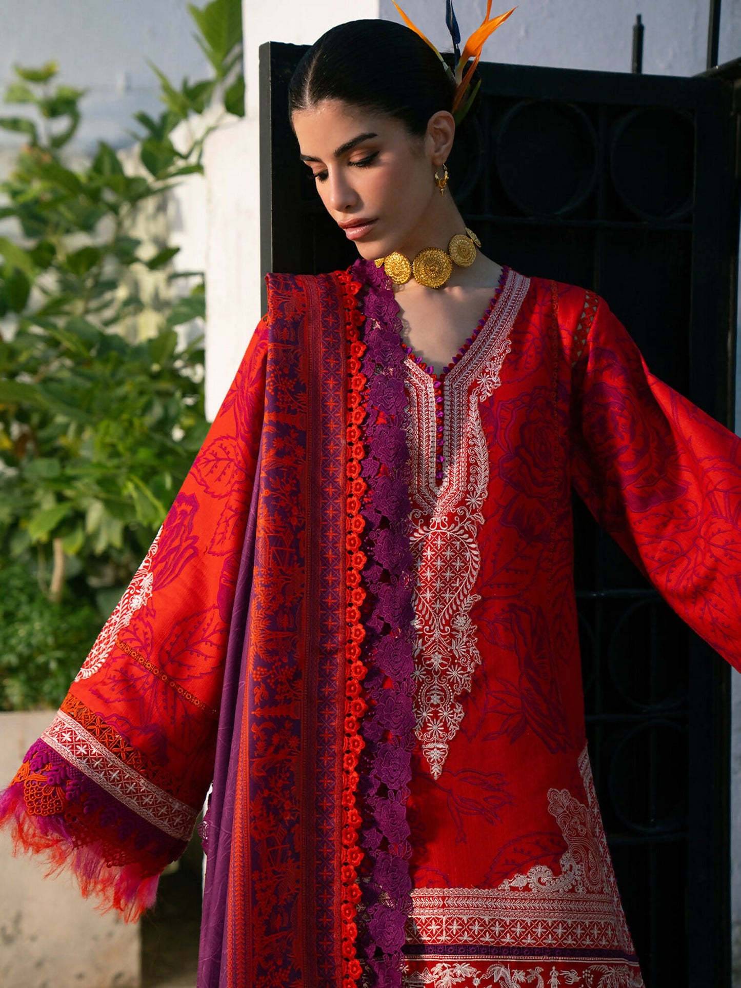 Binilyas Gulrukh Khaddar Embroidered Unstitched 3-Piece Suit-65-B