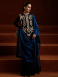 Hussain Rehar Luxury Pret'23 Raw Silk Embellished Stitched 3-Piece Suit-Negra