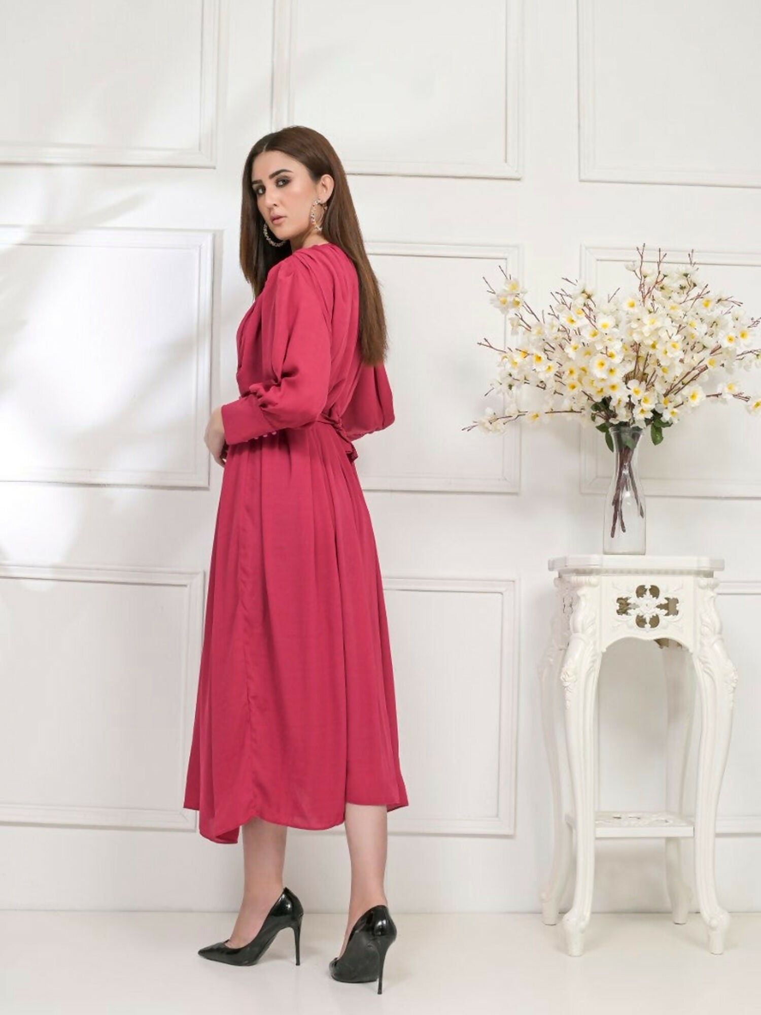 Ruby's Couture Basic Element'25 Georgette Dress Set-Melon