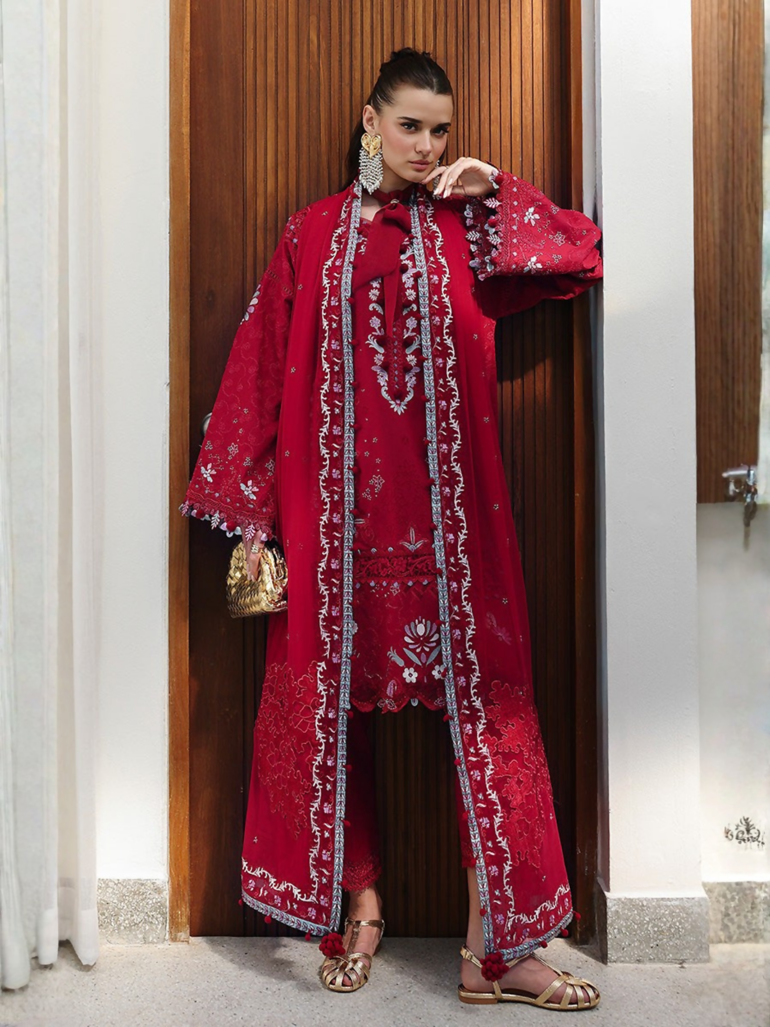 Qalamkar Chikankari Eid Edit'26 Lawn Embroidered Unstitched 3-Piece Suit-CM-03 Ruby