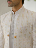 Gem Garments Afsanah Raw Silk Embroidered Prince Coat-Sheraz