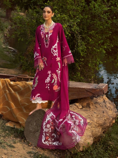Crimson Tasawar Lawn Embroidered Unstitched 3-Piece Suit-Mirror Garden-D3A