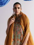 Hussain Rehar Candy Soap Organza Embellished Stitched 3-Piece Suit-Senap