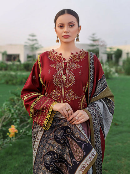 Binilyas Karandi Embroidered Unstitched 3-Piece Suit-751-B