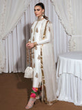 Hussain Rehar Basic Not Basic 3 Raw Silk Embellished Stitched 3-Piece Suit-Blanc