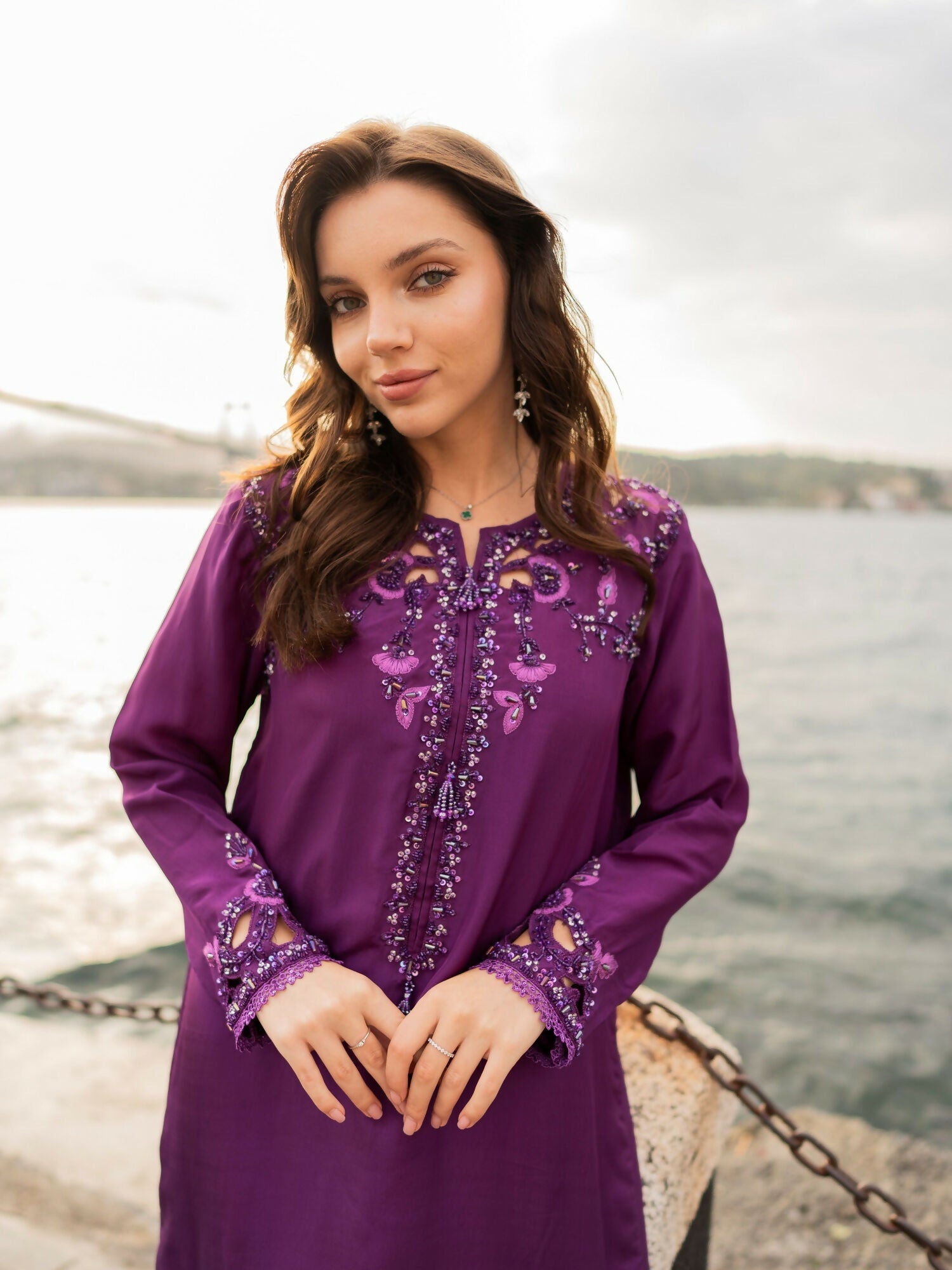 Farooq Hameed Studio EiD Collection'26 Pure Silk Embroidered Stitched 3-Piece Suit-Gulraiz