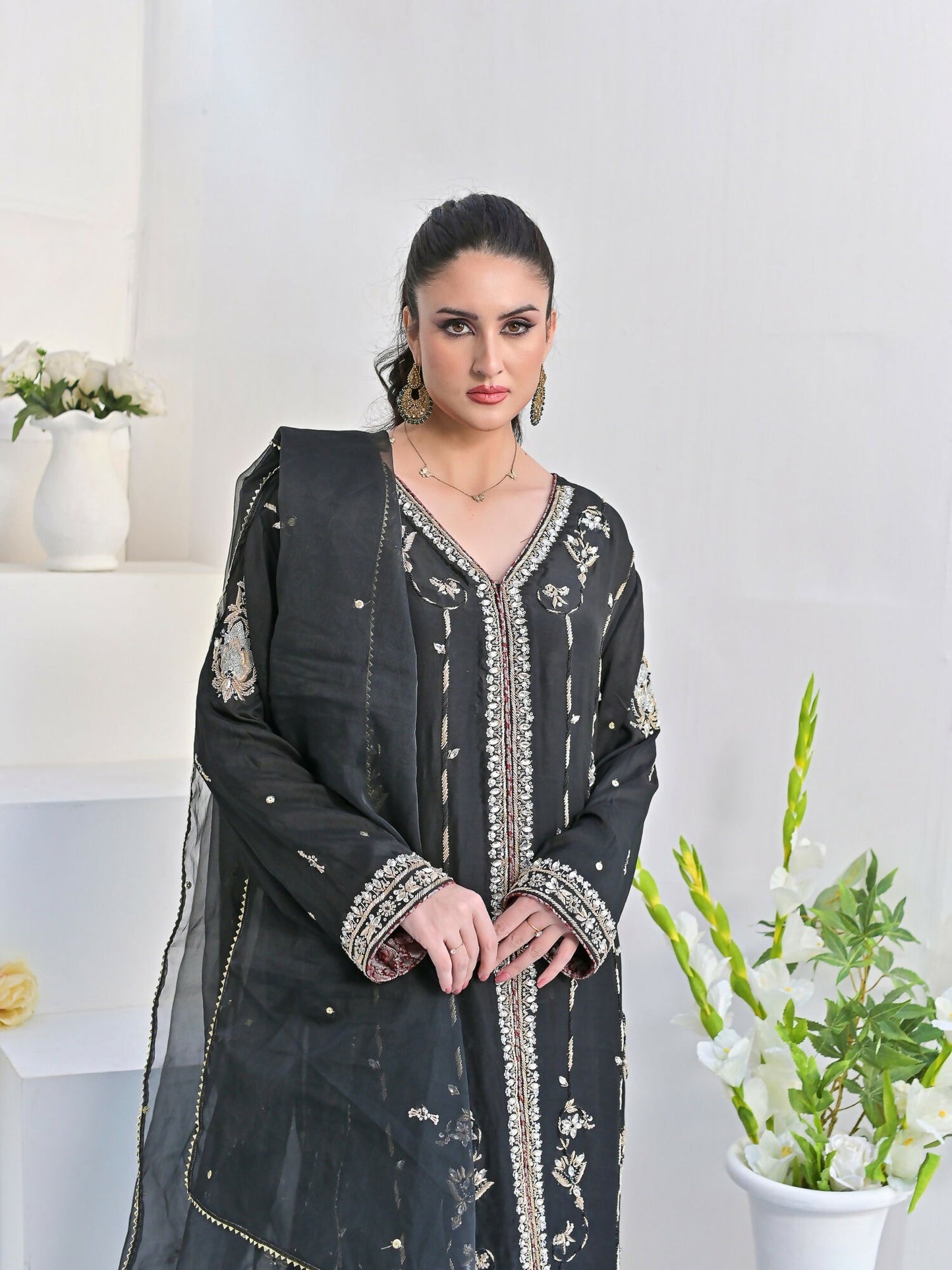 Ruby's Couture Wedding Collection Pure Silk Embroidered Stitched 3-Piece Suit-Zabil