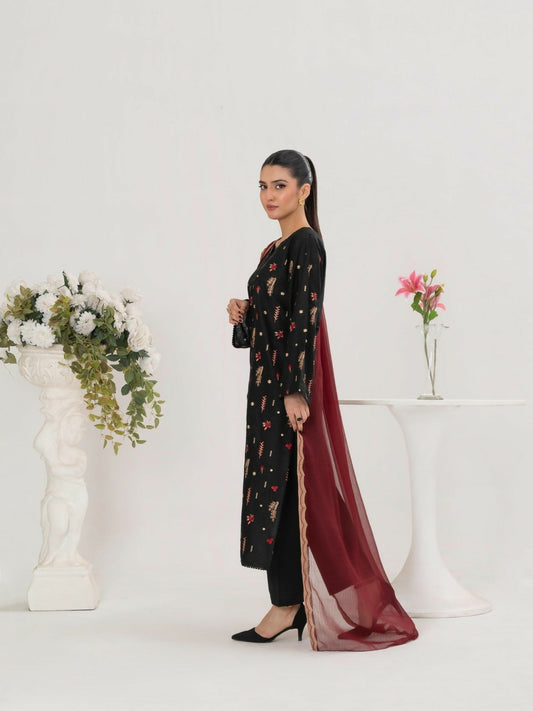 Stylish Collection Serene Summer Cotton Embroidered Stitched 3-Piece Suit–Dream