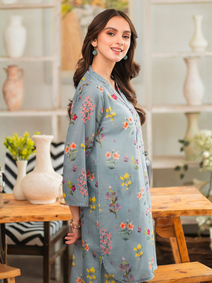 Panache Apparel Floral Fusion Lawn Printed Co-Ord Set-Azure